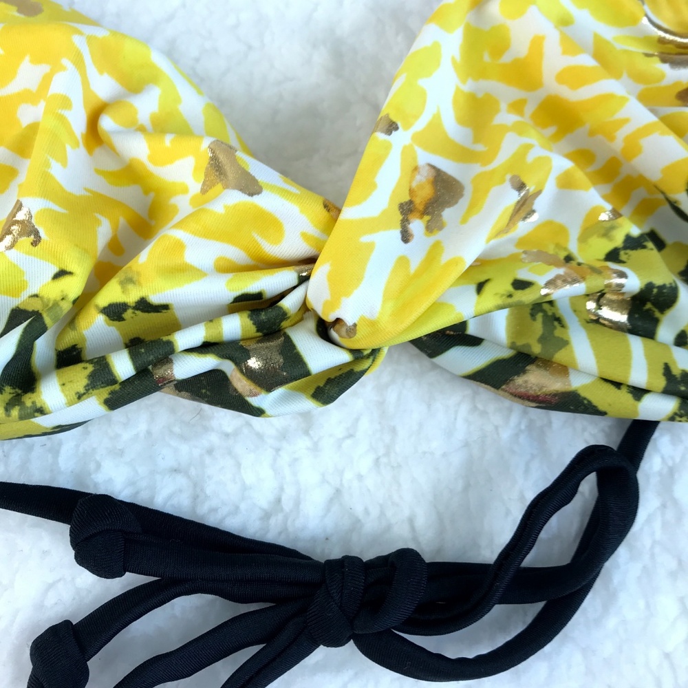 SOLD Halter Bikini Swim Top Black Gold Guess - Picture 3 of 5